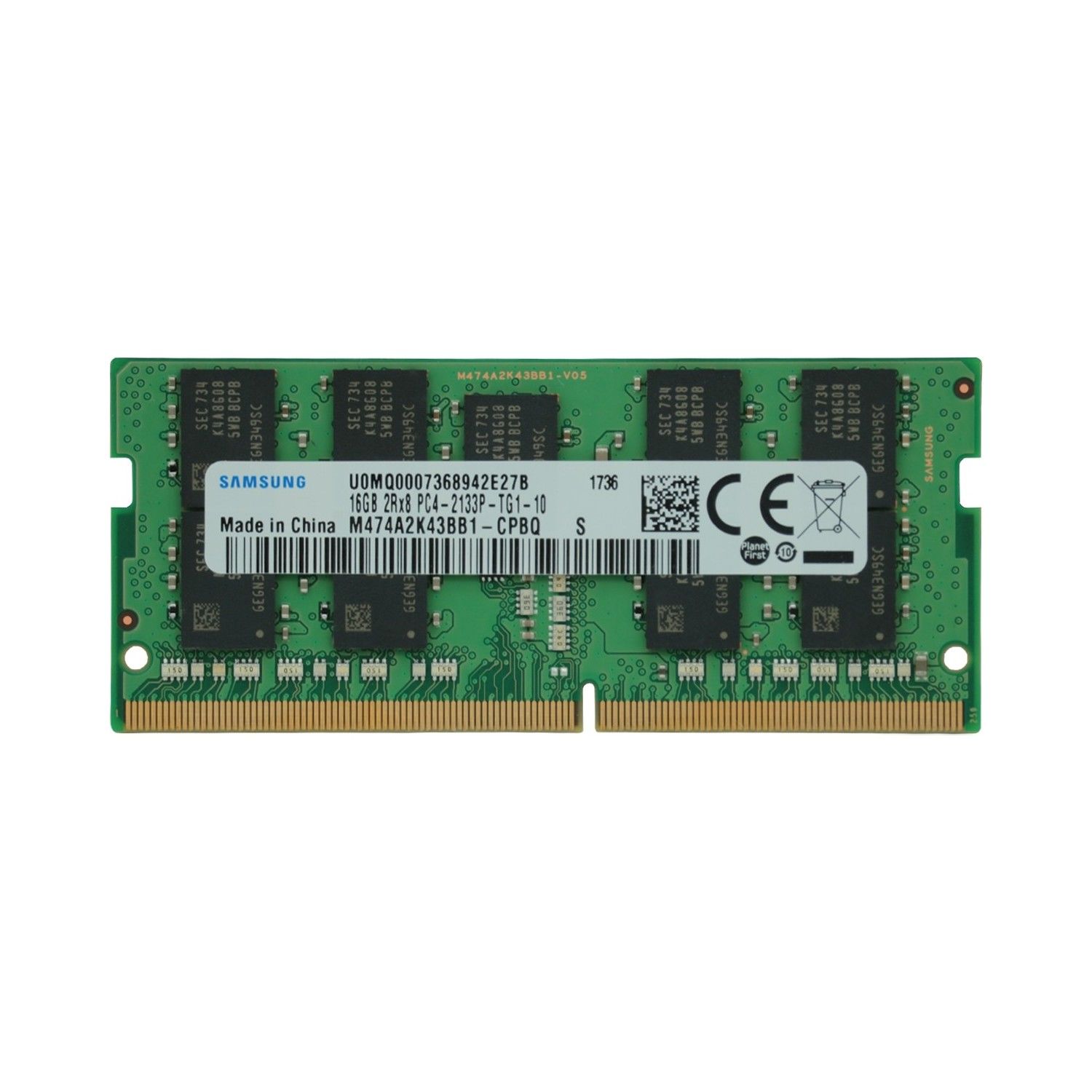 M474A2K43BB1-CPBQ Samsung 16GB PC4-17000 DDR4-2133MHZ Ecc Unbuffered CL15 260-PIN Sodimm 1.2V