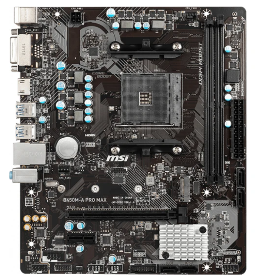 MSI B450M-A PRO MAX AM4 DDR4 3466(OC) DVI HDMI M.2 USB3.2 mATX Anakart
